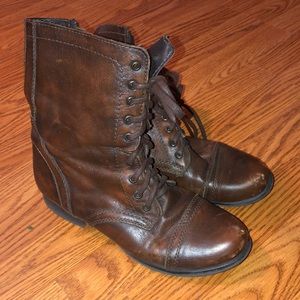 Steve Madden brown leather combat boots